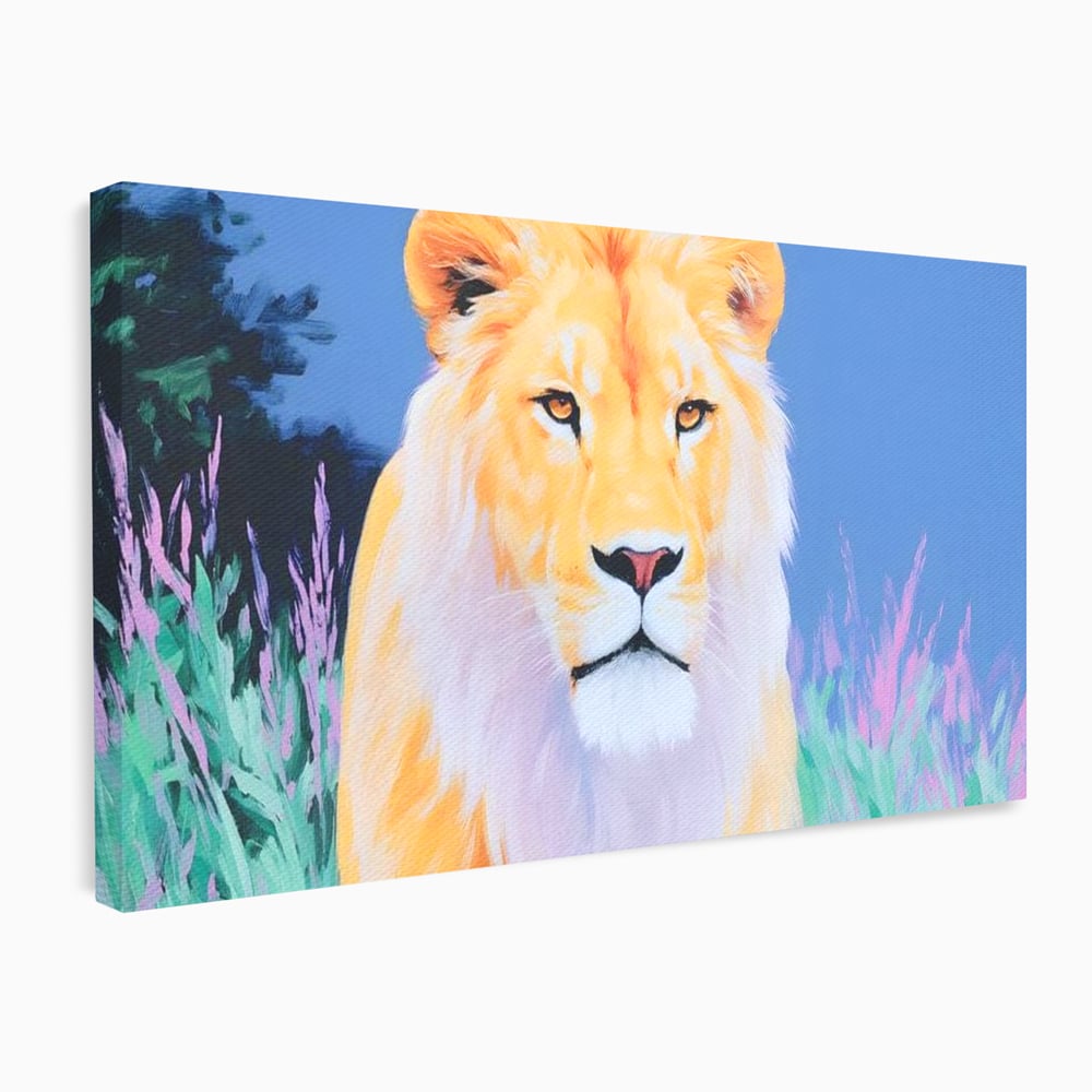 Tablou canvas cu tablou canvas cu pictura de leu, fara rama, pe sasiu de lemn